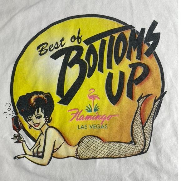 Vintage LAS VEGAS Flamingo Pinup T-Shirt Mens (XL) Bottoms Up Skate Stripper Y2K - Picture 6 of 6